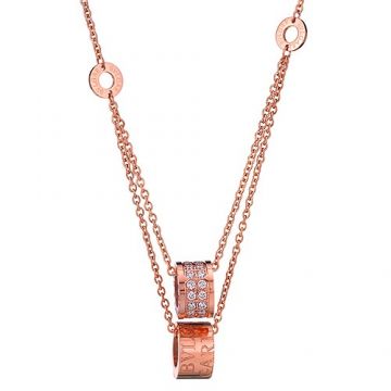 Bvlgari B.zero1 Imitation Rose Gold-plated Two Chain Diamonds Pendants Necklace Delicate Women Gift Sale America