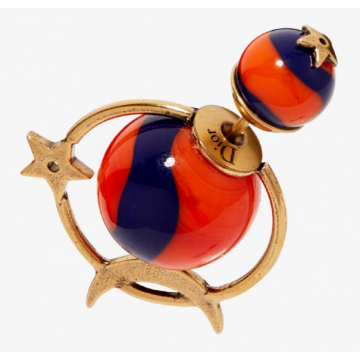 2019 New Dior Tribales Astre Lunaire Star Moon Asymmetric Brass Earrings For Ladies Blue/Red/White