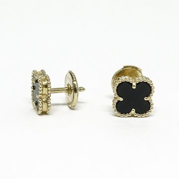 Good Price Van Cleef & Arpels Sweet Alhambra Clover Charm Bead Edge Women's Fake Earstuds Yellow Gold/Rose Gold VCARA44300