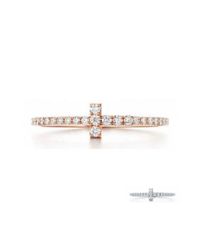 Tiffany T Wire Ring Rose Gold With Diamonds New Style Fine Jewelry GRP08658/GRP08661