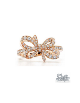 Tiffany Bow Copy Ribbon Ring Sterling Silver Diamonds Girls Gifts Top Seller GRP09381/GRP09291