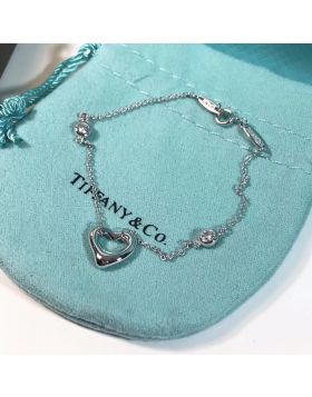 2018 Tiffany New Style Elsa Peretti Diamonds By The Yard Open Heart Ladies Silver Bracelet 31512158