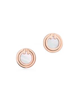 Tiffany New Arrival Female Tiffany T White Mother Of Pearl 18K Rose Gold Circle Earrings Button Stud Earrings
