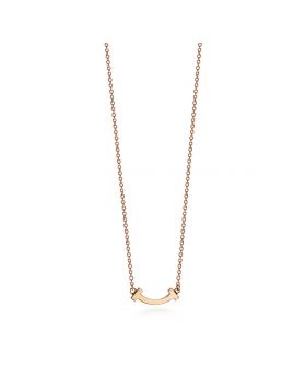 Best Selling Tiffany T Female Small Glaze Smile Face Pendant Necklace Yellow Gold/Silver Replica