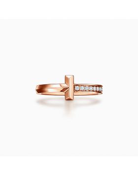 2020 Vogue Tiffany Single Side Diamonds High End Tiffany T Rose Gold T1 Ring For Ladies